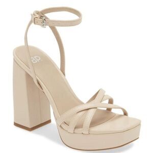 BP Platform Sandal 12 Chunky Block Heel Strappy Vacation Sexy Nude Tan Tavey